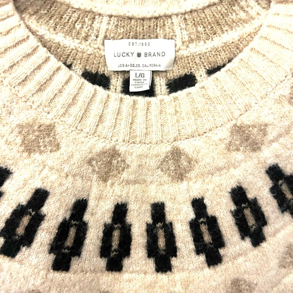 Lucky Brand Black and Cream Crew Neck Sweater - Picture 4 of 5